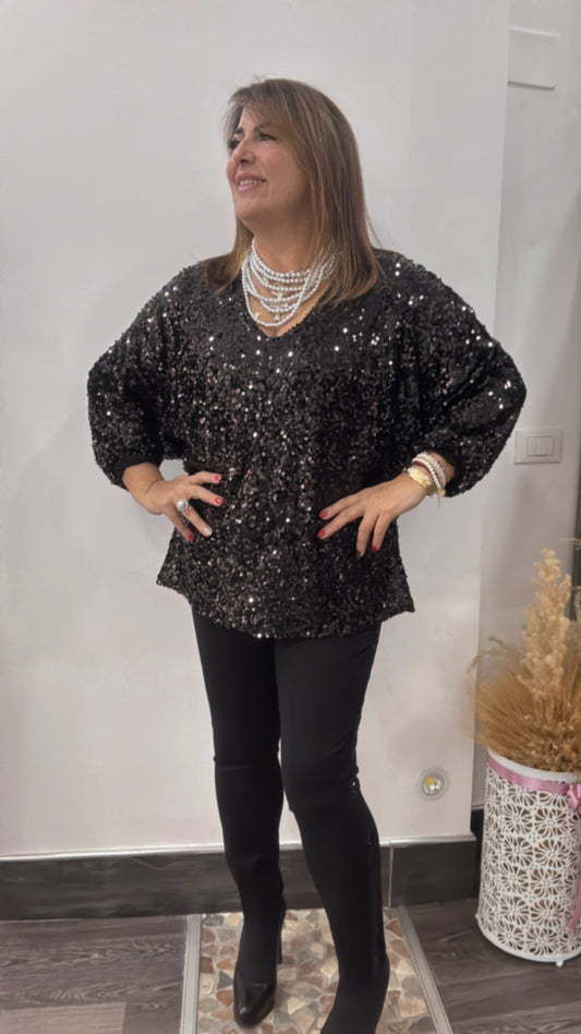 Pantalone con profilo paillettes 0054